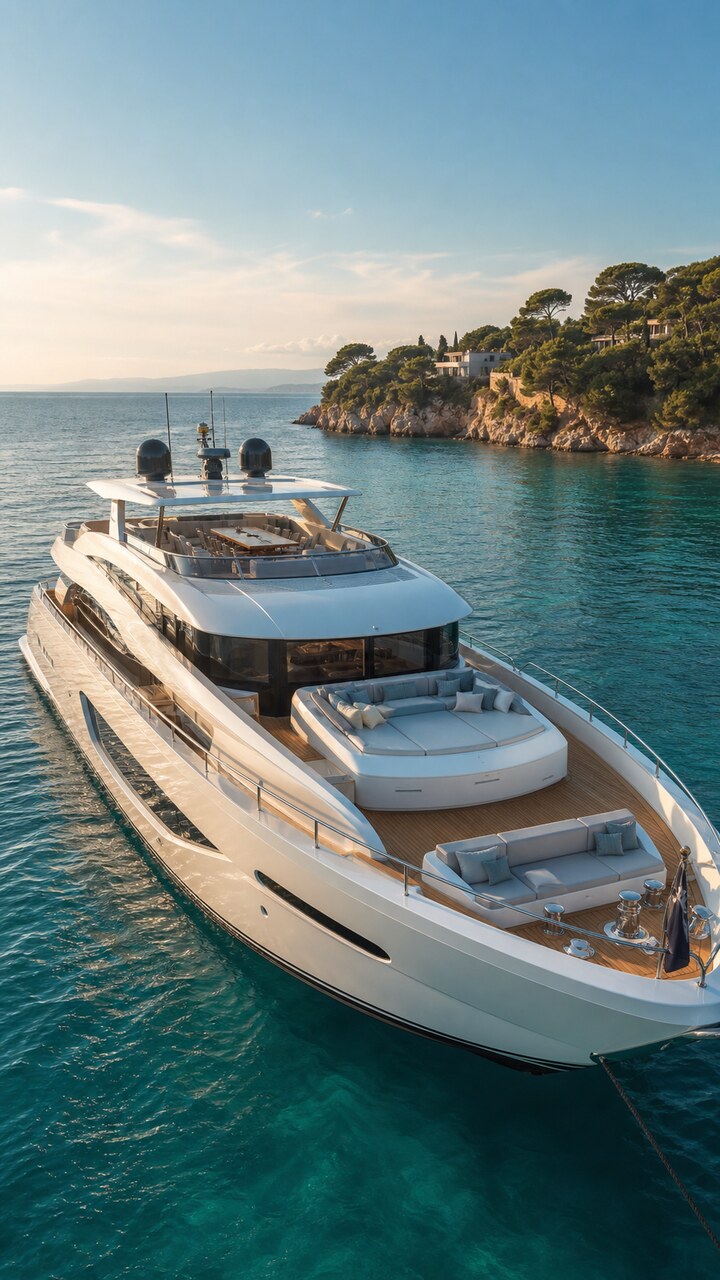 Luxury yacht deck on clear water